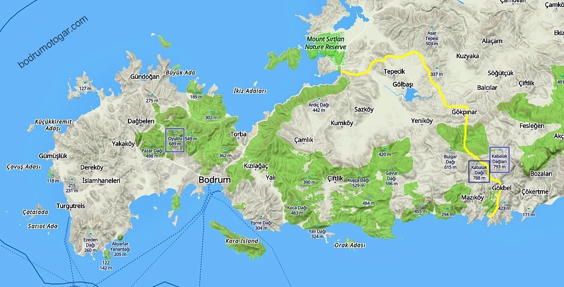 Bodrum dağları — büyütmek için tıklayın