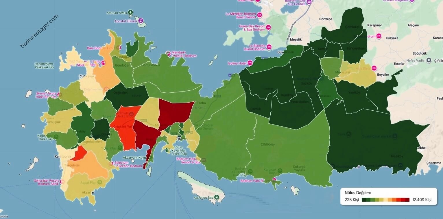 Bodrum nüfus yoğunluğu — büyütmek için tıklayın